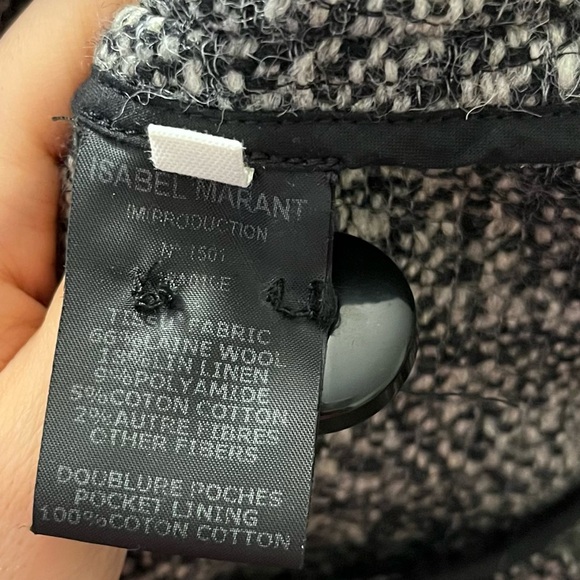 Isabel Marant Étoile Black White Tweed Blazer Jacket Wool Linen Size 38 - Picture 7 of 7